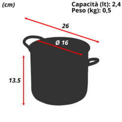 PENTOLA DAISY ACCIAIO INOX 2 MANICI CM.16 ART.270LE X INDUZIONE