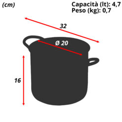 PENTOLA DAISY ACCIAIO INOX 2 MANICI CM.20 ART.272LE X INDUZIONE