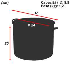 Pentola Acciaio Inox Daisy Uso Alimentare Ø24 cm, 2 Manici, Fondo Induzione - per Fornello Gas Piastra Elettrica Piano Vetroceramica Induzione - Lavabile in Lavastoviglie, Made in Italy