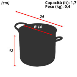 PENTOLA DAISY ACCIAIO INOX 2 MANICI CM.14 ART.278LE X INDUZIONE