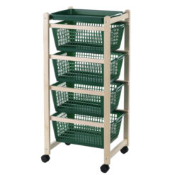 Carrello Salvaspazio Legno Faggio Natur. Cassetti Bianco/Ver