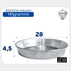 Ruoto Stampo Tortiera Pastiera Professionale 28x4h cm in Alluminio 99,5% – Maggiore Robustezza, Pareti Dritte per Cottura Perfetta – Crostata Pastiera Napoletana Torta Salata Pizza