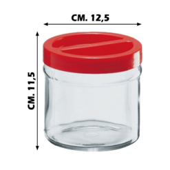 Vaso Ortes 1000v Blister in Vetro Coperchio Plastica Rosso Kg.1