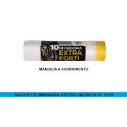 Sacchetti Immondizia Neutri 70x110cm 90 Lt Con Maniglia Scorrimento 10 Pz