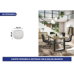 VASO CASPO CERAMICA ANTIGUA CM.8,5X6,8h BIANCO