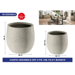 VASO CASPO' CERAMICA SET 2 PZ. CM.19/21 BIANCO