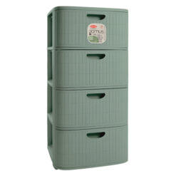 Cassettiera Domus 4 Cassetti Plastica Riciclata Made in Italy 40x40x80h Verde