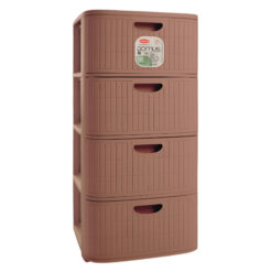 Cassettiera Domus 4 Cassetti Plastica Riciclata Made in Italy 40x40x80h Mocha