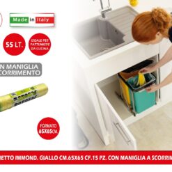 SACCHETTO IMMOND. GIALLO CM.65X65 CF.15 PZ. CON MANIGLIA A SCORRIMENTO
