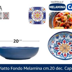 PIATTO FONDO MELAMINA CM.20 DEC. CAPRI