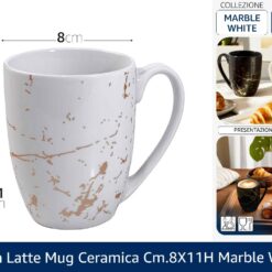 TAZZA LATTE MUG CERAMICA CM.8X11h MARBLE WHITE