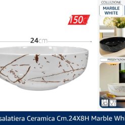 INSALATIERA CERAMICA CM.24X8h MARBLE WHITE