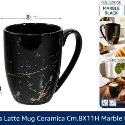 TAZZA LATTE MUG CERAMICA CM.8X11h MARBLE BLACK
