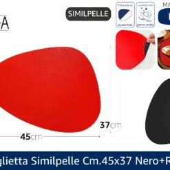 TOVAGLIETTA SIMILPELLE CM.45X37 NERO+ROSSO