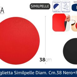 TOVAGLIETTA SIMILPELLE DIAM. CM.38 NERO+ROSSO