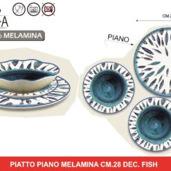 PIATTO PIANO MELAMINA CM.28 DEC. FISH