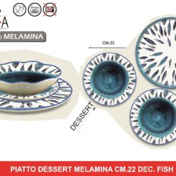 PIATTO DESSERT MELAMINA CM.22 DEC. FISH