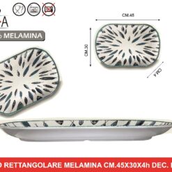 VASSOIO MELAMINA CM.45X30X4h DEC. FISH