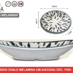 VASSOIO OVALE MELAMINA CM.23X17X4h DEC. FISH
