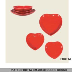 PIATTO FRUTTA CM.20X20 CUORE ROSSO