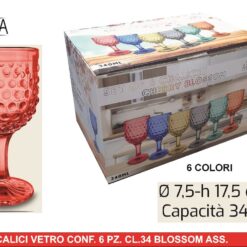 CALICI VETRO CONF. 6 PZ. CL.34 BLOSSOM COL. ASS.