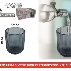 BICCHIERI PASTA DI VETRO TUMBLER ETERNITY CONF. 6 PZ. CL.25 BLU