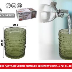BICCHIERI PASTA DI VETRO TUMBLER SERENITY CONF. 6 PZ. CL.30 VERDE