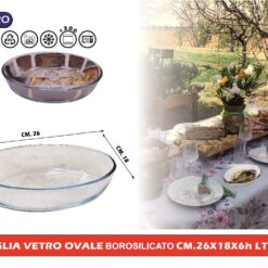 TEGLIA VETRO OVALE CM.26X18X6h