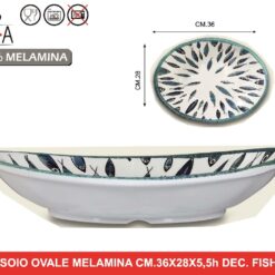 VASSOIO OVALE MELAMINA CM.36X28X5,5h DEC. FISH