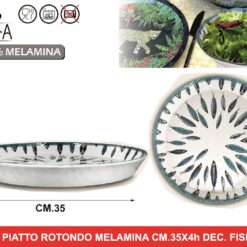 PIATTO ROTONDO MELAMINA CM.35X4h DEC. FISH