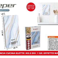 BILANCIA CUCINA ELETTR. KG.5 DIV. 1 GR. EFFETTO MARMO