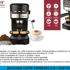 MACCHINA CAFFE' ESPRESSO 2 IN 1 DUETTA