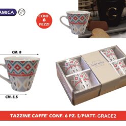 TAZZINE CAFFE' CONF. 6 PZ. S/PIATT. GRACE2