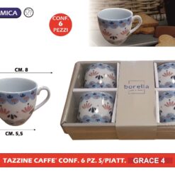 TAZZINE CAFFE' CONF. 6 PZ. S/PIATT. GRACE 4