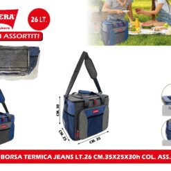 BORSA TERMICA JEANS LT.26 CM.35X25X30h COL. ASS.
