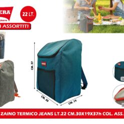 ZAINO TERMICO JEANS LT.22 CM.30X19X37h COL. ASS.