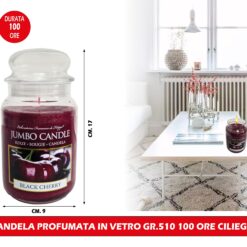 Candela Profumata In Vetro Gr.510 100 Ore Ciliegia