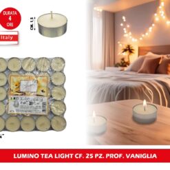 LUMINO TEA LIGHT CF. 25 PZ. PROF. VANIGLIA