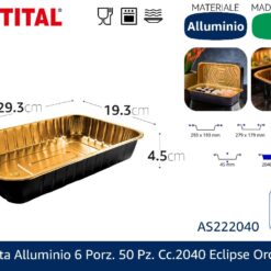 VASCHETTA ALLUMINIO 6 PORZ. 50 PZ. CC.2040 ECLIPSE ORO/BLACK