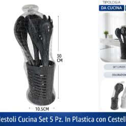 MESTOLI CUCINA SET 5 PZ. IN PLASTICA CON CESTELLO
