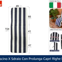 CUSCINO X SDRAIO CON PROLUNGA CAPRI RIGHE BLU