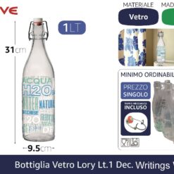 BOTTIGLIA VETRO LORY LT.1 DEC. WRITINGS WATER