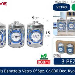 TRIS BARATTOLO VETRO CF.3PZ. CC.800 DEC.KYOTO