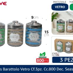 TRIS BARATTOLO VETRO CF.3PZ. CC.800 DEC.SEASON