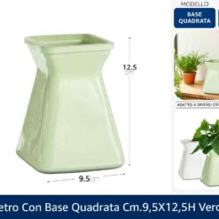 VASO VETRO CON BASE QUADRATA CM.9,5X12,5h VERDE MELA