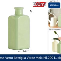 VASO VETRO BOTTIGLIA VERDE MELA ML.200 LUCIDO