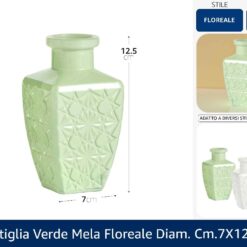 BOTTIGLIA VERDE MELA FLOREALE DIAM. CM.7X12,5h LUCIDO