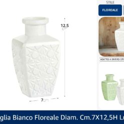 BOTTIGLIA BIANCO FLOREALE DIAM. CM.7X12,5h LUCIDO
