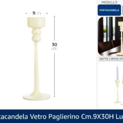 PORTACANDELA VETRO PAGLIERINO CM.9X30h LUCIDO