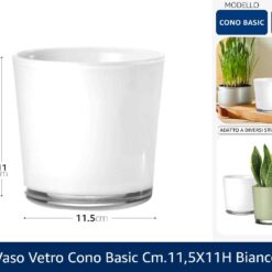 VASO VETRO CONO BASIC CM.11,5X11h BIANCO